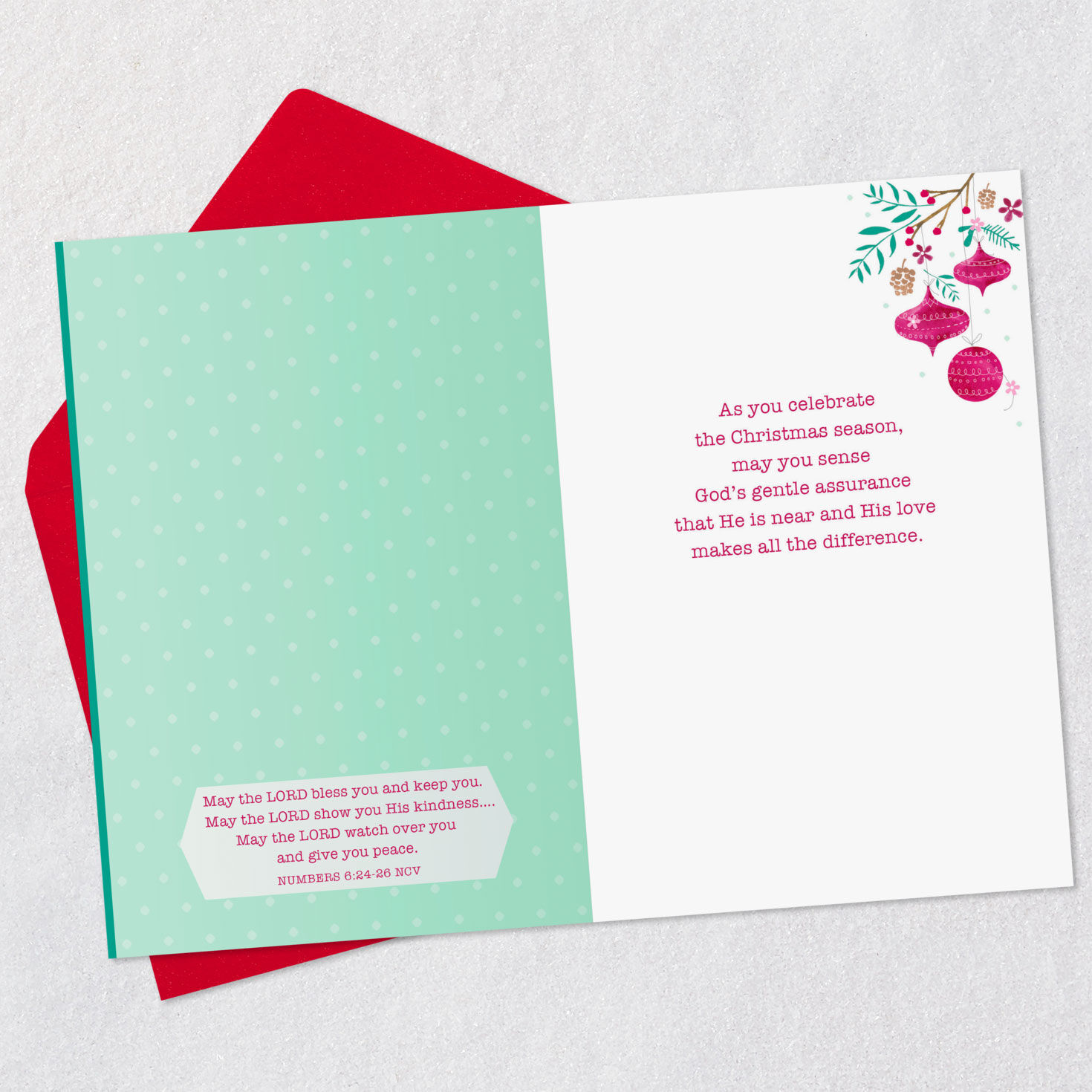 White Dove With Branch Religious Christmas Card Open card with envelope image number 4