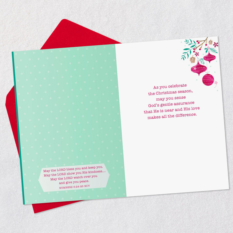 White Dove With Branch Religious Christmas Card Open card with envelope image number 4