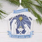 Blue White Nativity Christmas Ornament hanging on tree image number 2