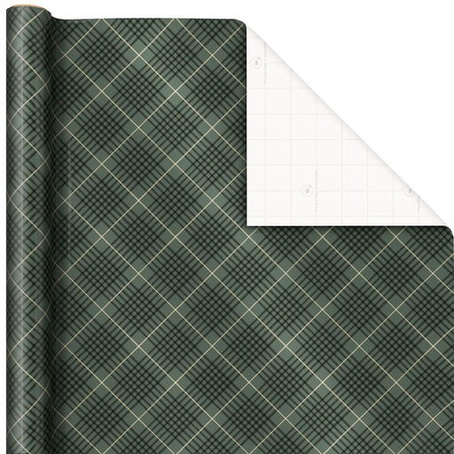 Green Plaid Christmas Wrapping Paper, 25 sq. ft., 