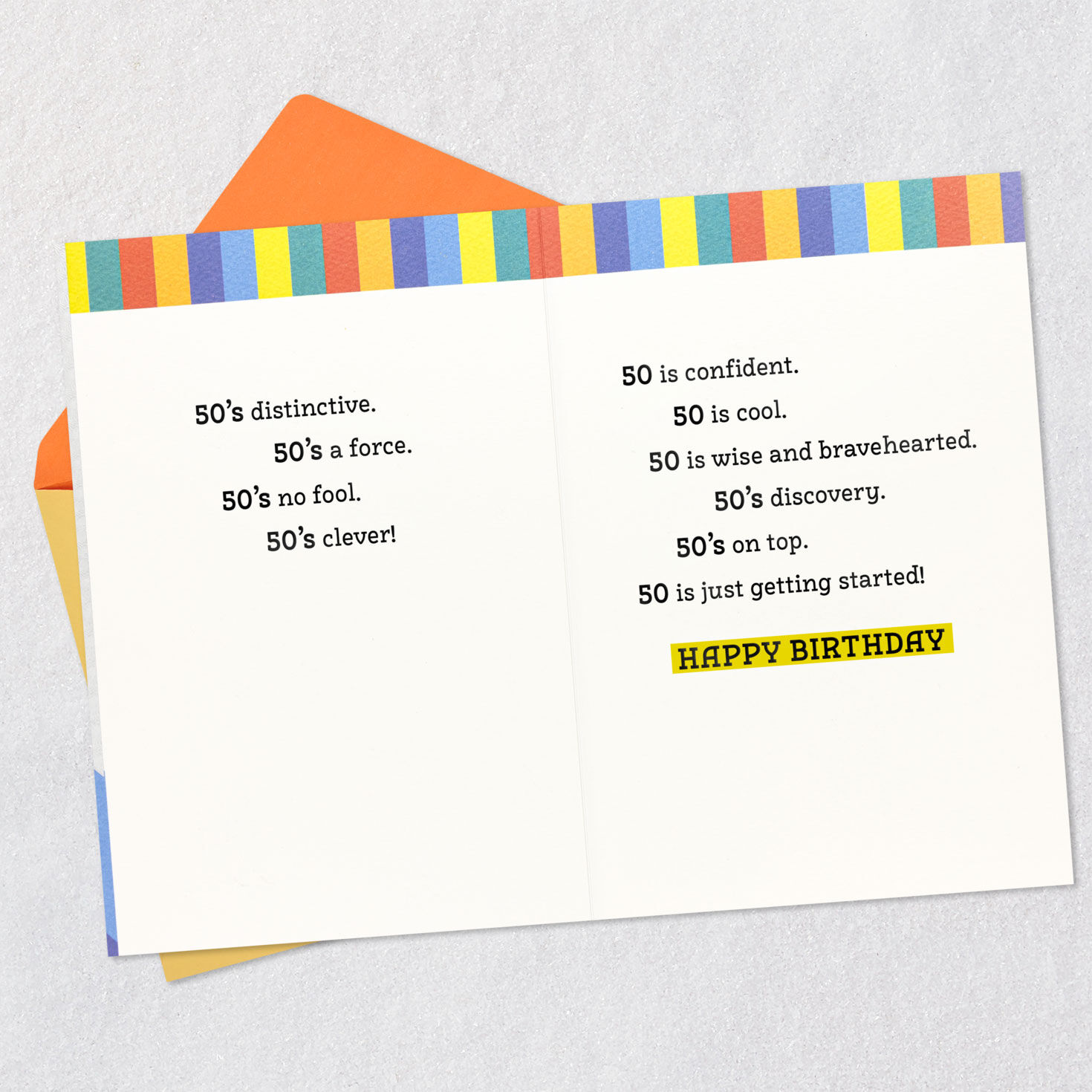 Colorful and Silver 50th Birthday Card Open card with envelope image number 4
