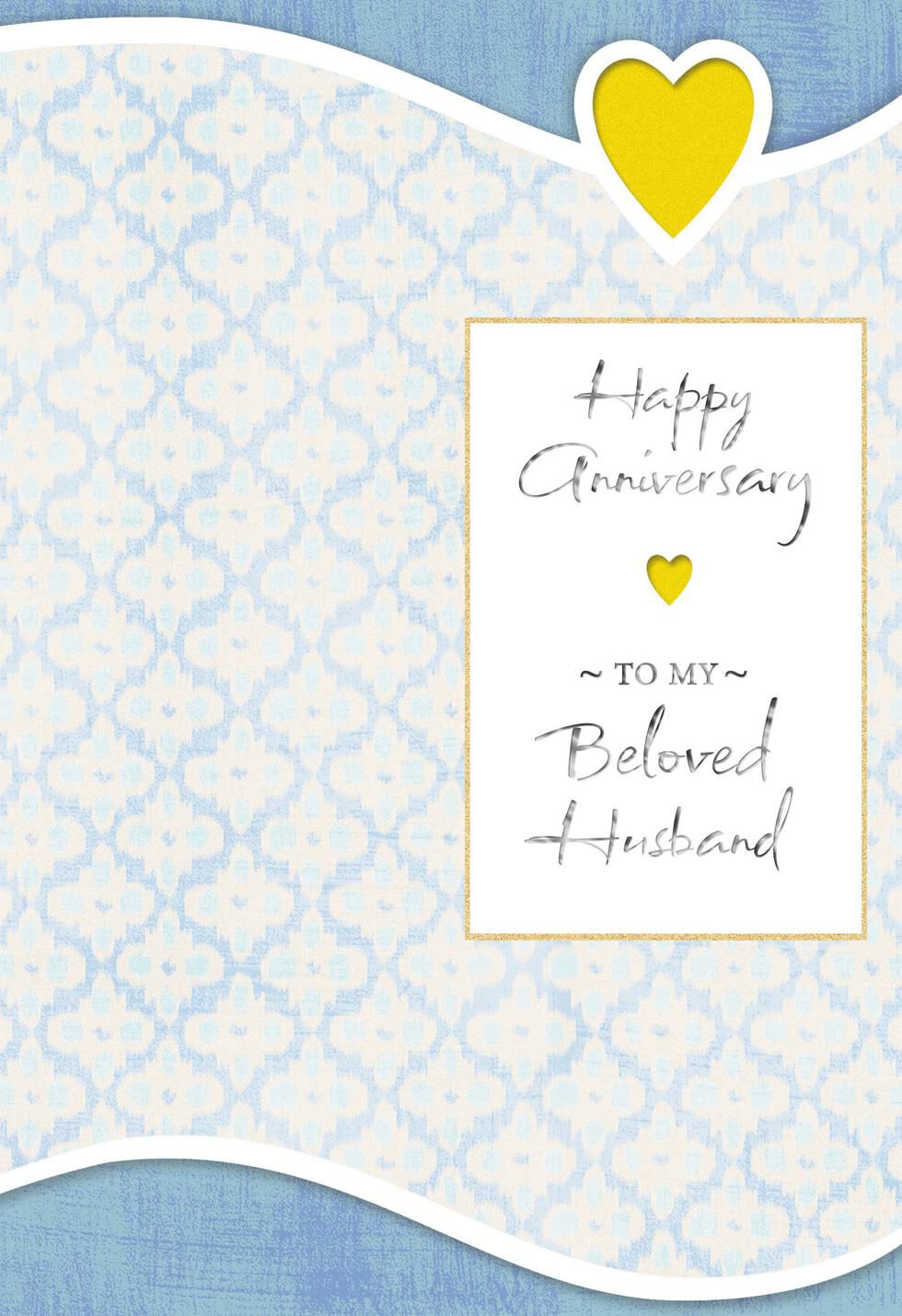 Gold Heart Anniversary Card for Husband
