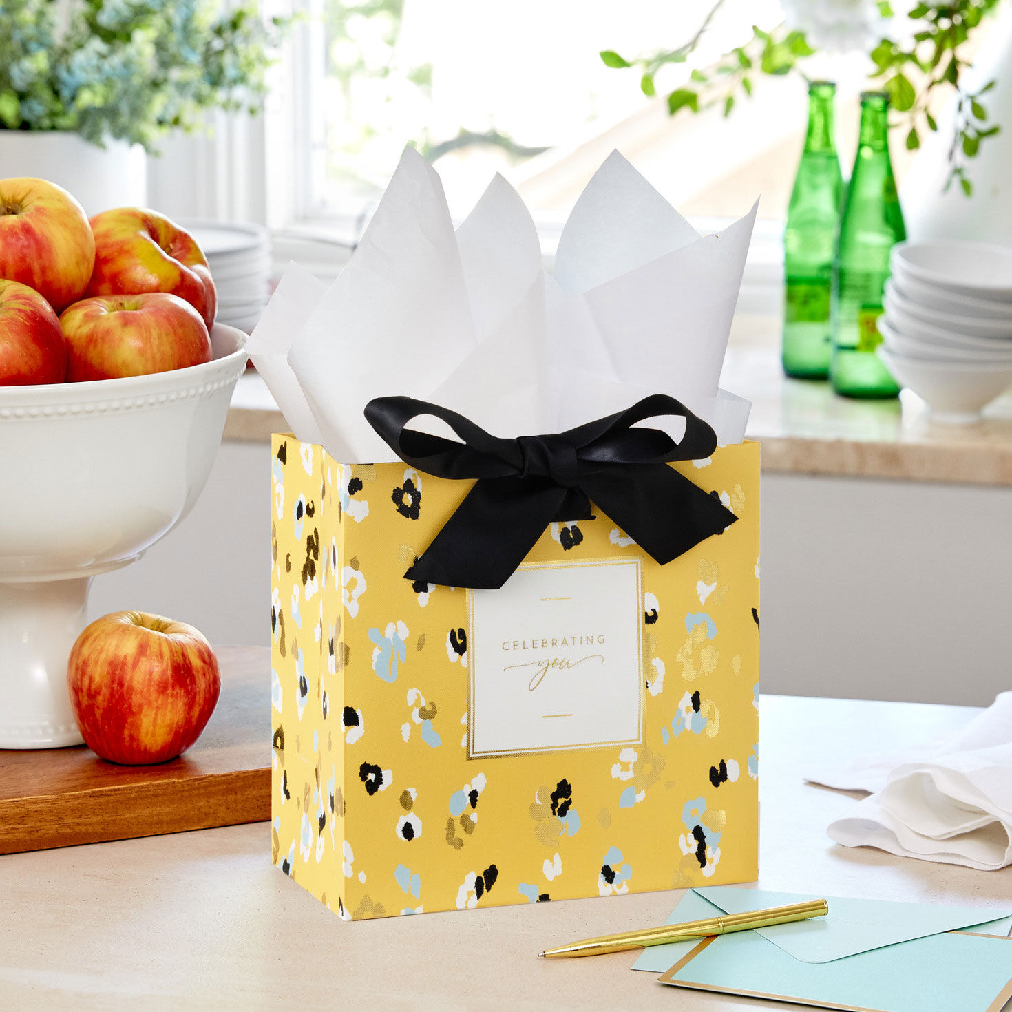 Modern Animal Print Medium Square Gift Bag in use image number 2