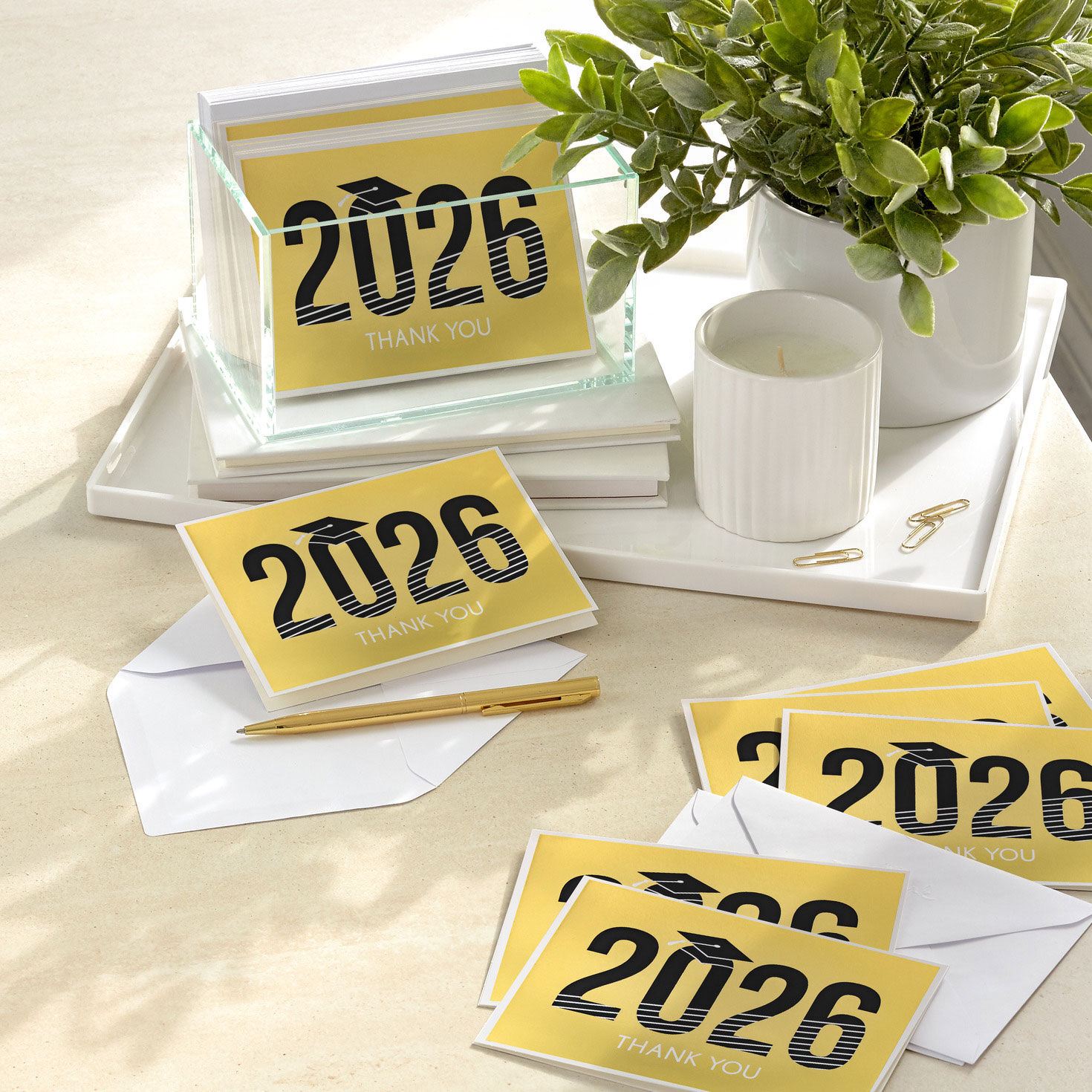 Black 2026 on Gold Grad Thank You Cards Bulk Pack in use image number 7