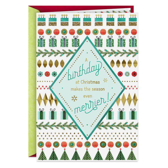 Merry Wishes Christmas Birthday Card