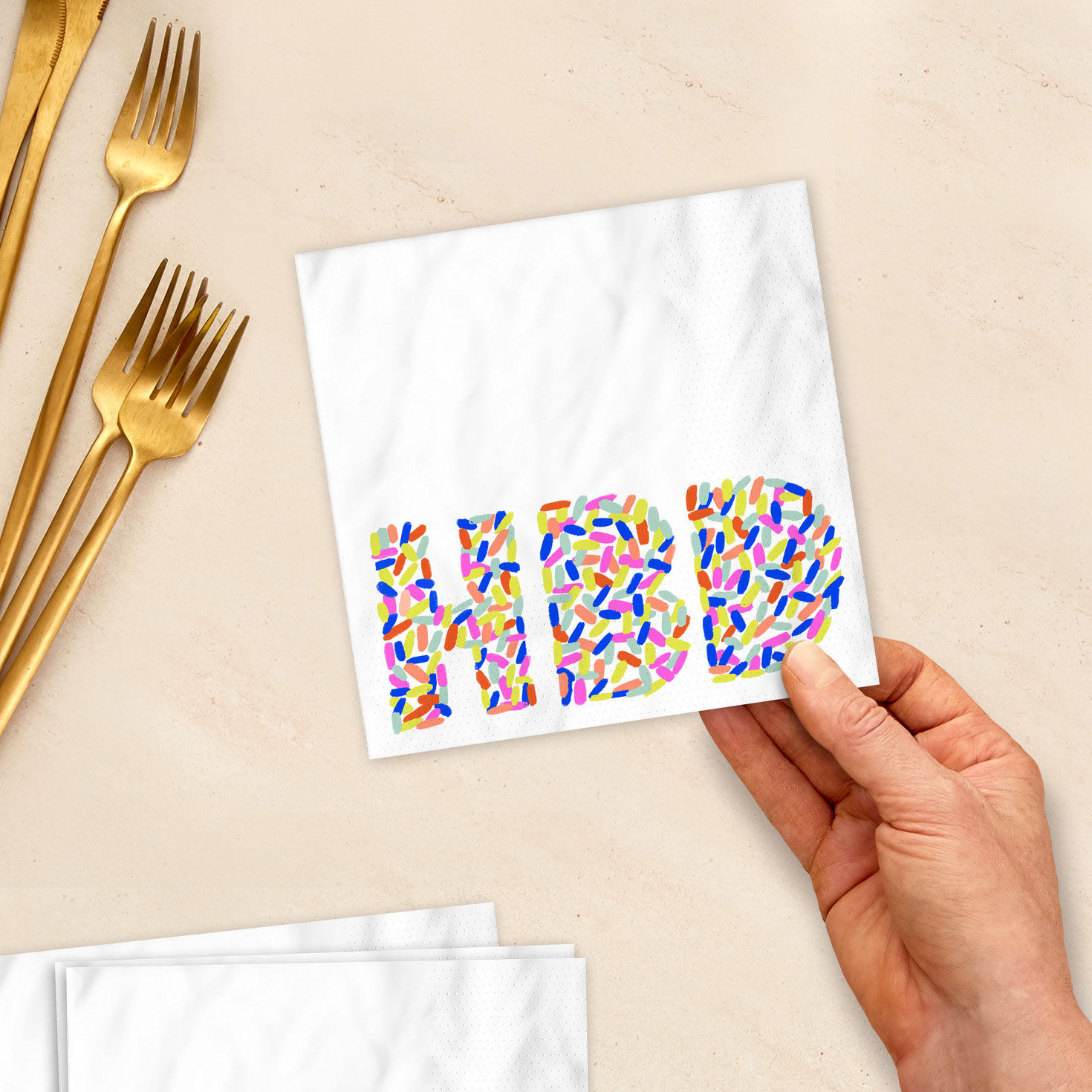 "HBD" Sprinkles Birthday Cocktail Napkins, Pack of 20, , large image number 2