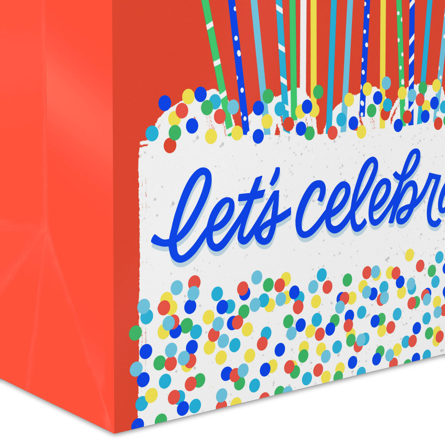 Tall Candles on Confetti Cake Medium Gift Bag Base/Side Detail image number 5