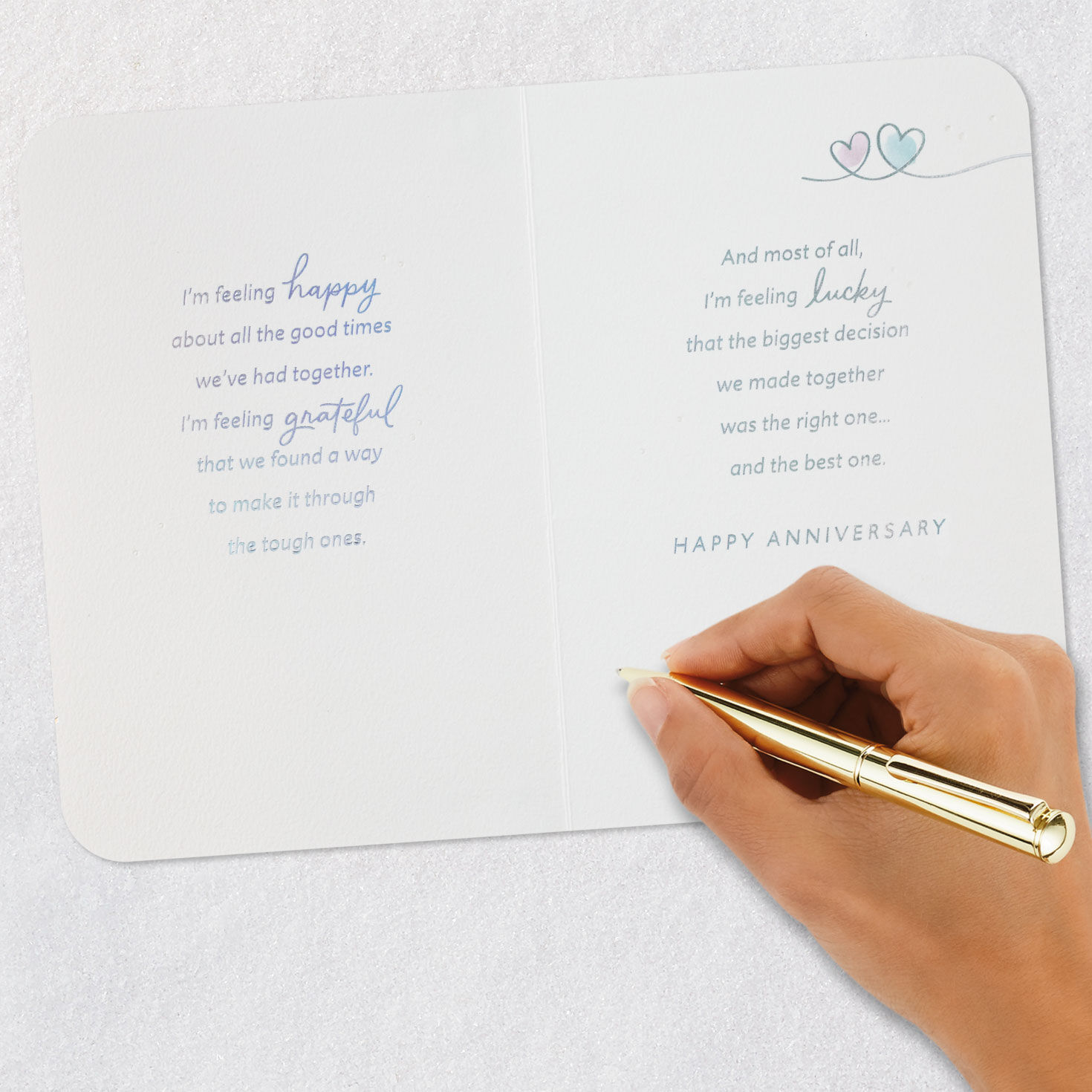 Simple Hearts Silver 25th Anniversary Card Signing card image number 7