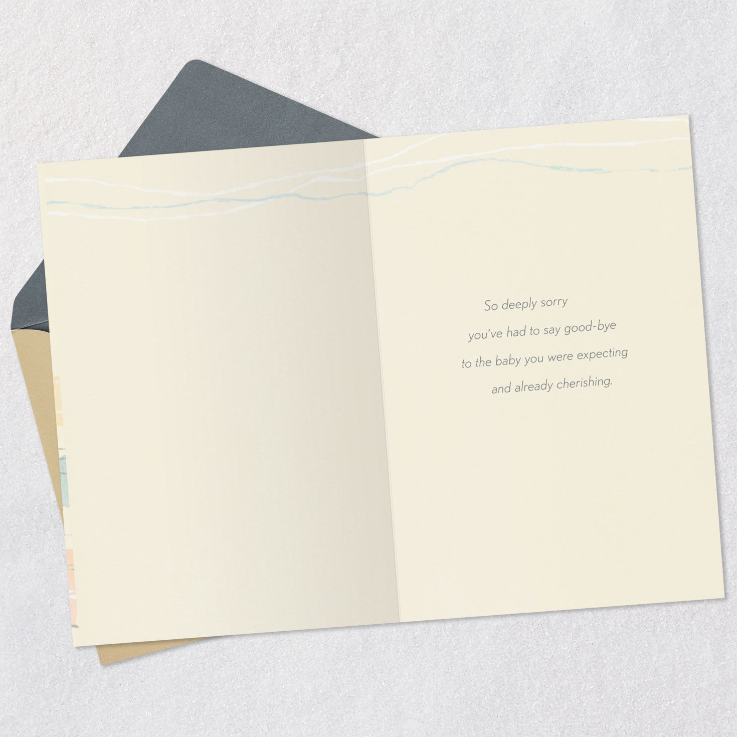 Abstract Watercolor Sympathy Card for Loss of Baby Open card with envelope image number 3