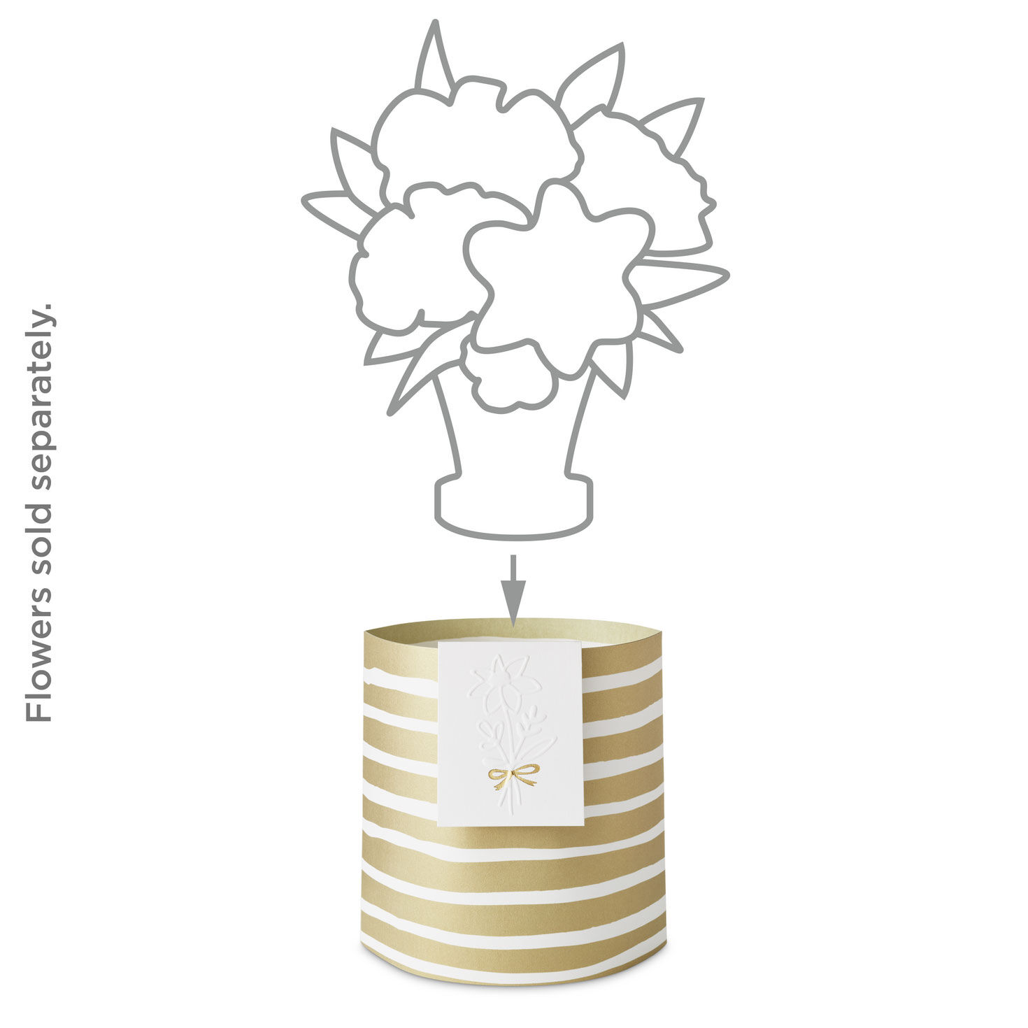 Build-a-Bouquet Gold Stripes Pop-Up Paper Vase With Mini Card, Gold Stripes, large image number 2