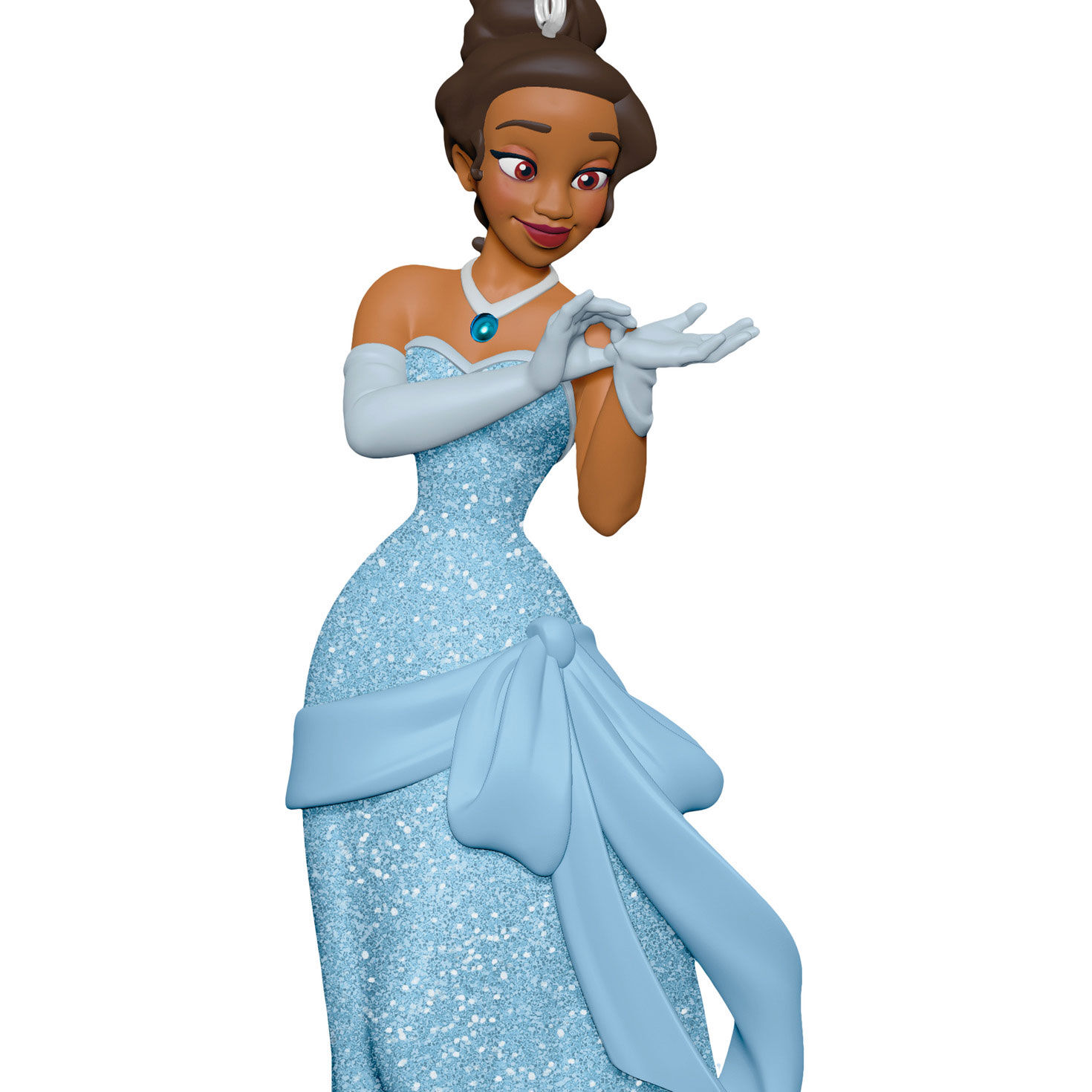 Disney Princess Tiana in Blue Keepsake Ornament closeup view image number 5