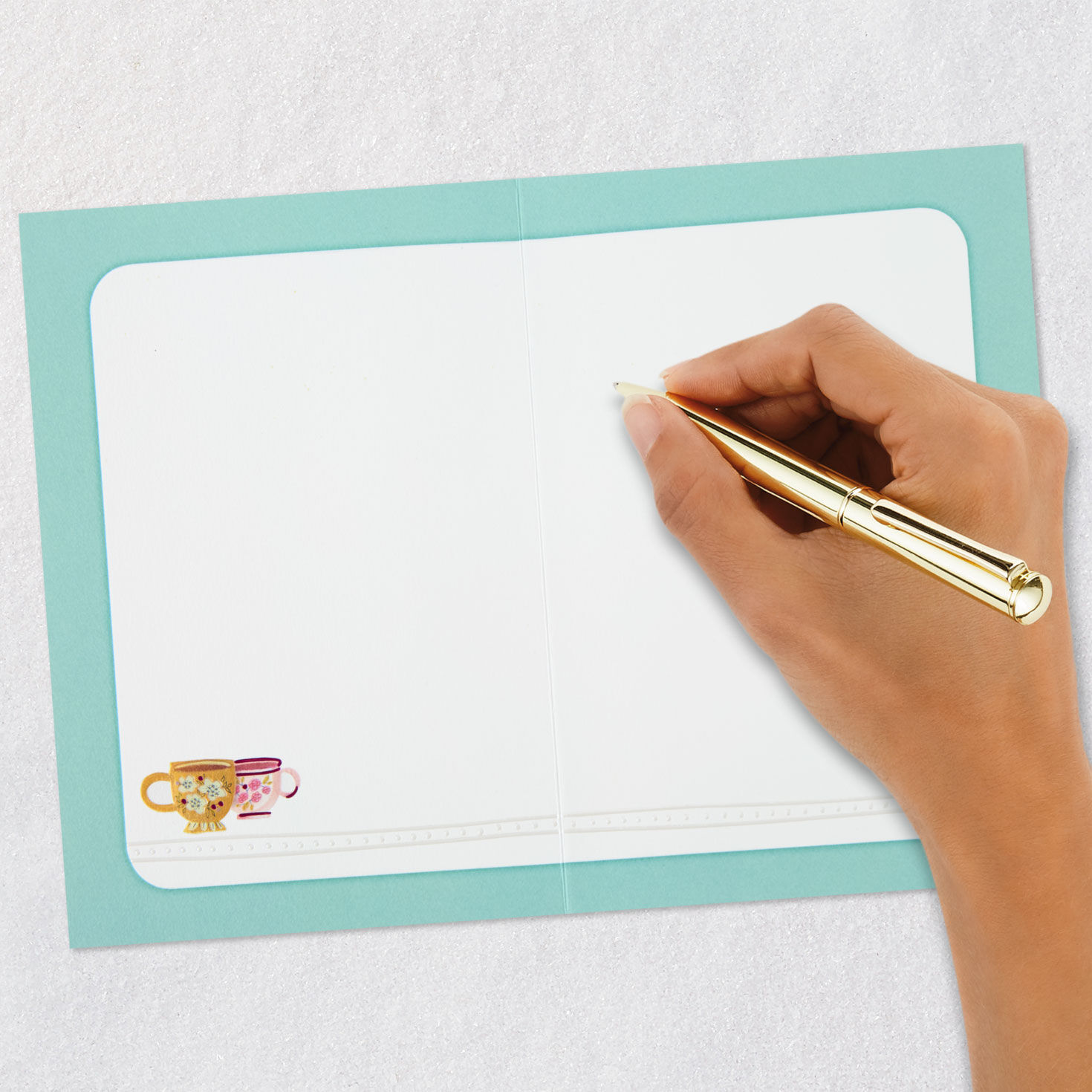 Colorful Patterned Teacups Blank Card Signing card image number 5