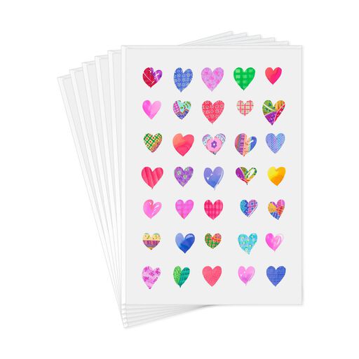 Patchwork Hearts Love Cards, Pack of 6, 