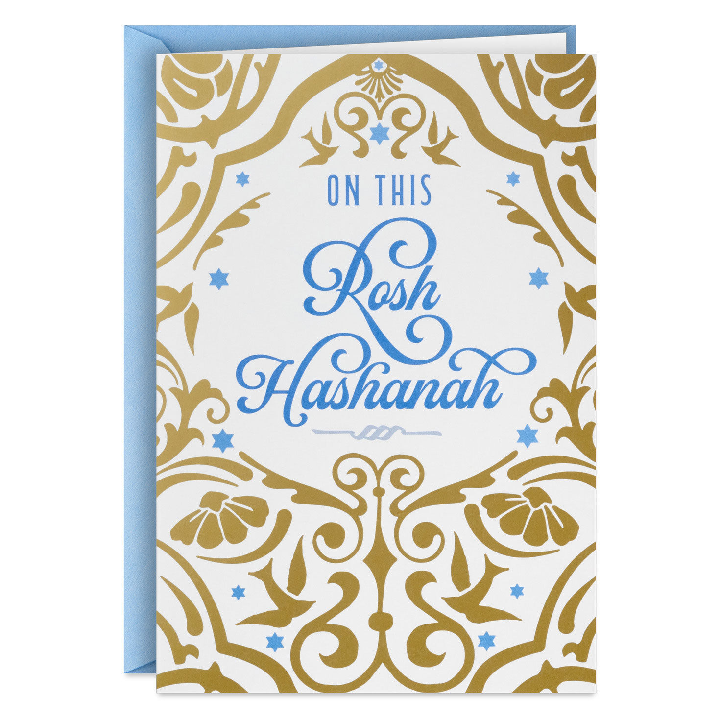 Blue and Gold Rosh Hashanah Cards Bulk Pack front image number 2