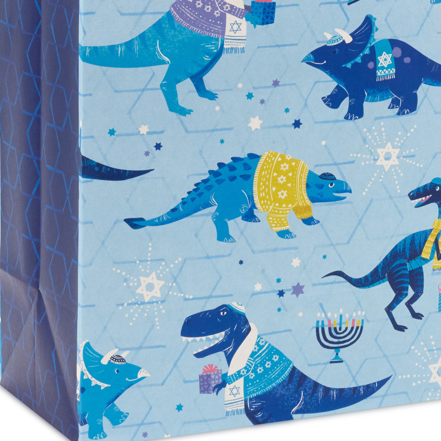 15.5" Dinos on Blue Extra-Large Hanukkah Gift Bag for only USD 4.99 | Hallmark