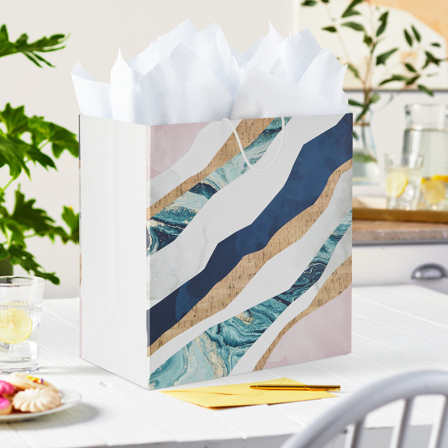 Marble and Cork Extra-Deep Gift Bag In use image number 2