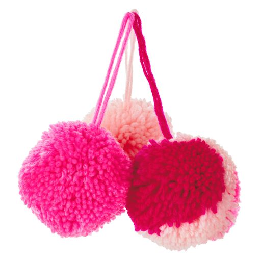 2" Shades of Pink Yarn Pom-Pom Gift Bows 3-Pack, 
