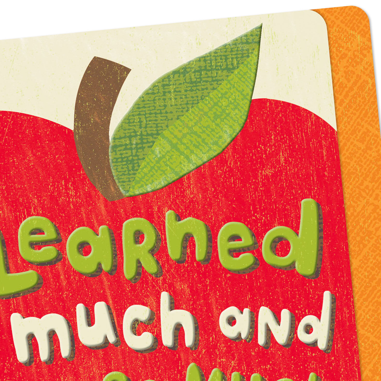 Apple and Worm Teacher Thank You Card From Kids Card Front Detail image number 4