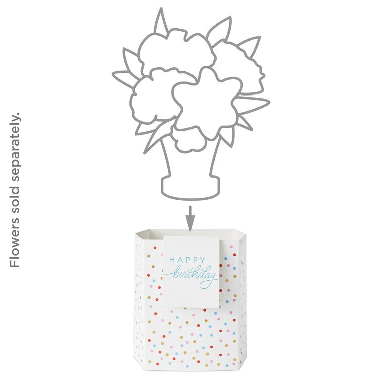 Build-a-Bouquet Happy Birthday Confetti Pop-Up Paper Vase With Mini Card, Happy Birthday Confetti, large image number 2