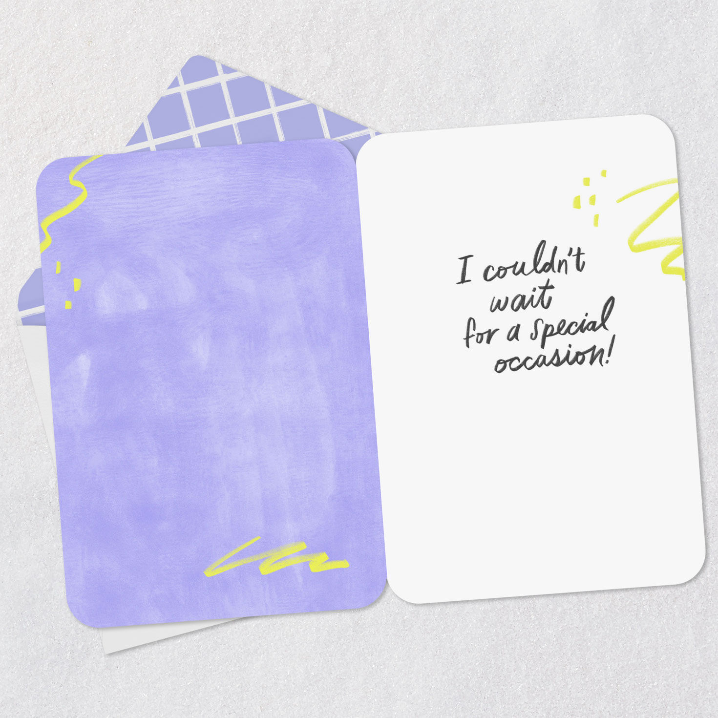 Purple and Yellow Graphics Thinking of You Card Open card with envelope image number 3