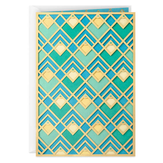 Teal and Gold Diamonds Blank Card