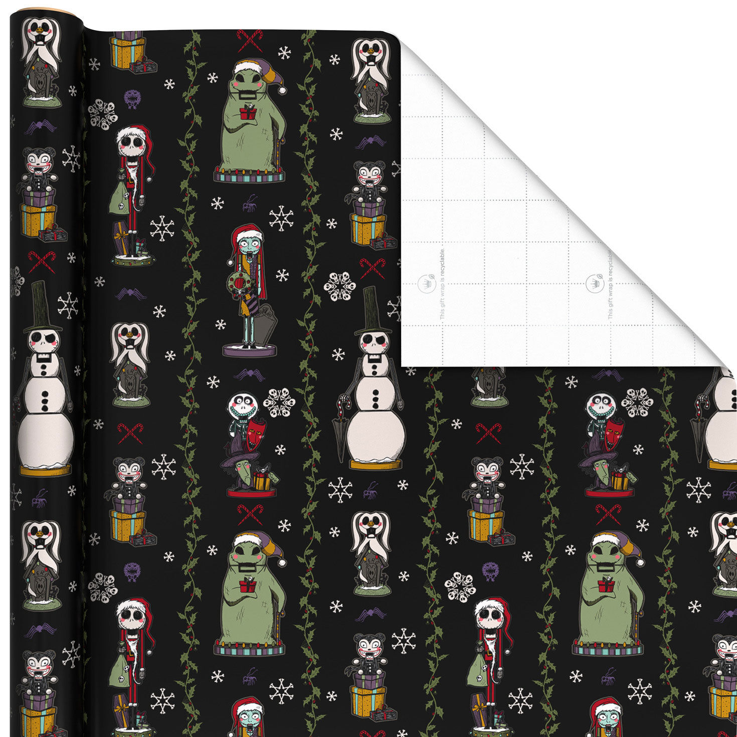 Disney Tim Burton's The Nightmare Before Christmas Nutcracker Characters Jumbo Christmas Wrapping Paper Roll, 70 sq. ft.