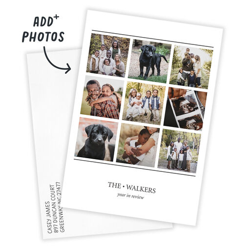 Lines on White Top Nine Flat Holiday Photo Card, 