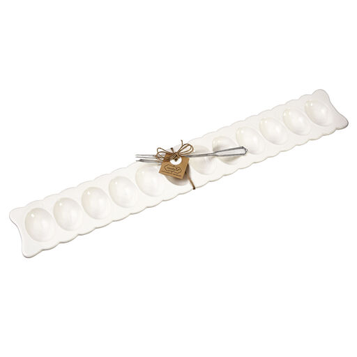 Mud Pie Deviled Egg Serving Tray and Fork, Set of 2, 