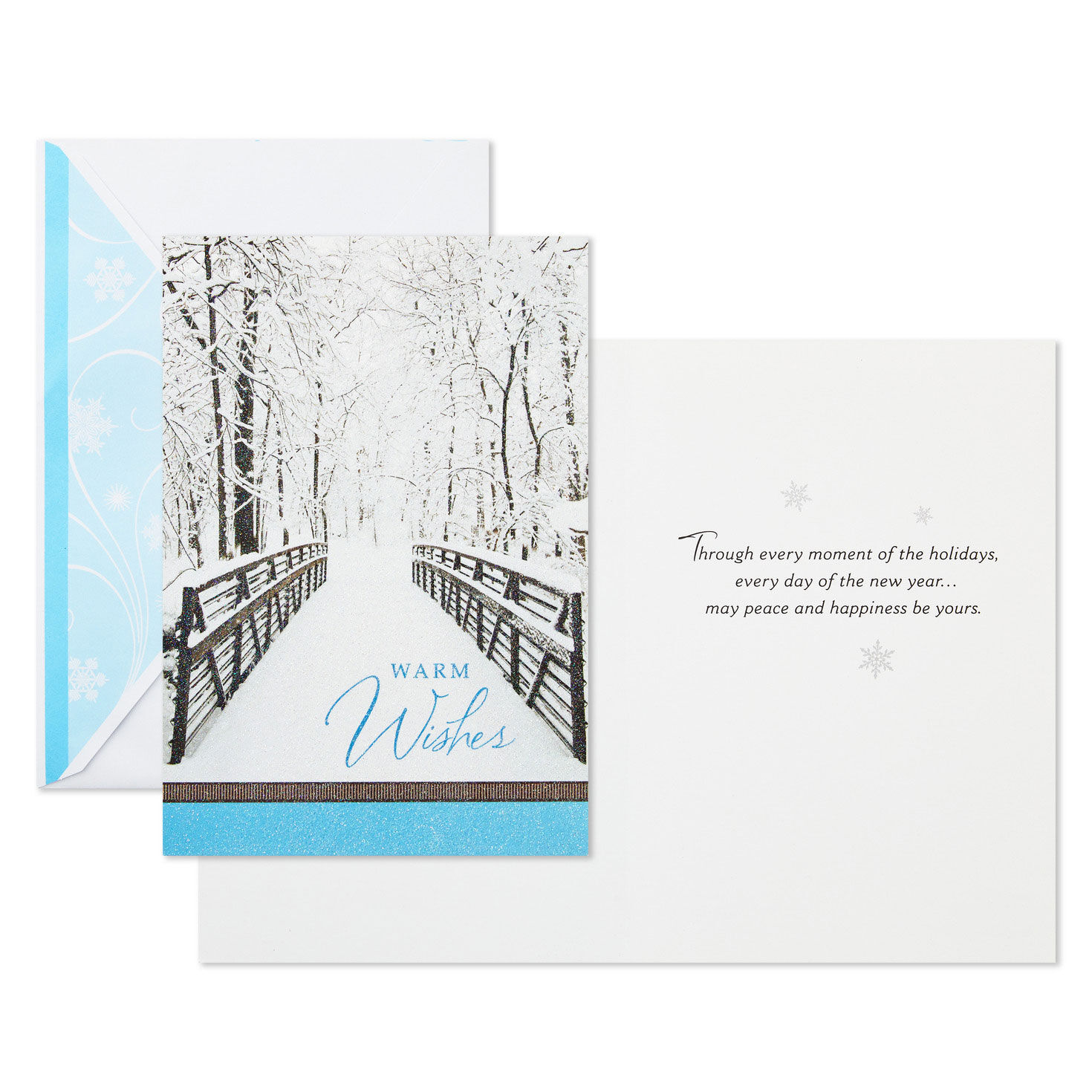 Trees in Snow and Snowy Bridge Boxed Holiday Cards With Seals, Pack of 40, , large image number 3
