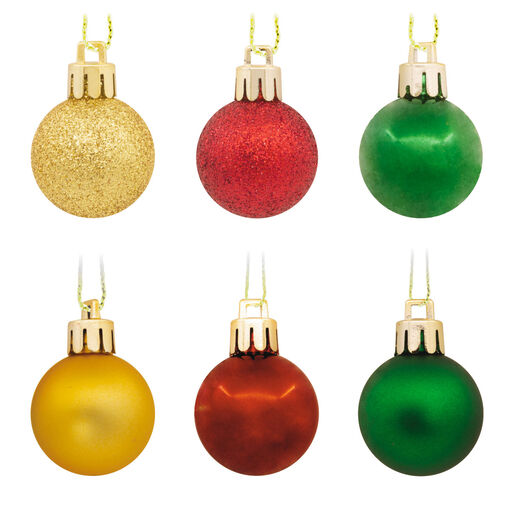 30-Piece Mini Red, Green, Gold Shatterproof Christmas Ornaments Set, 
