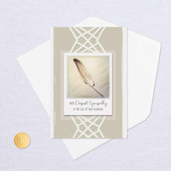 Single Feather Sympathy Card for Loss of Grandson, , large image number 5