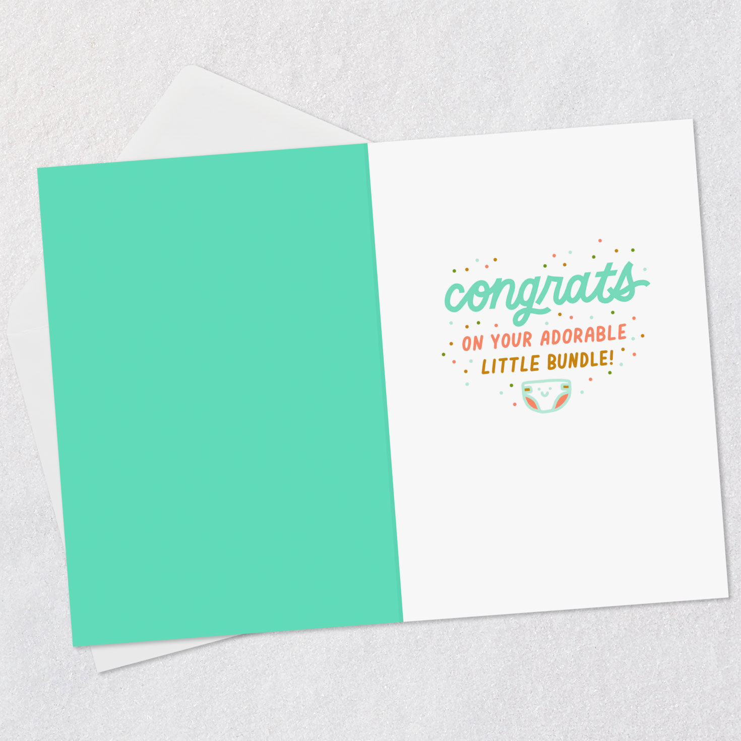 Script Lettering on Green Funny New Baby Card  image number 3