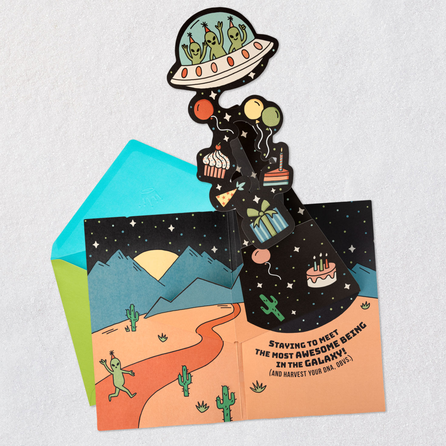 Alien Party Musical Pop-Up Birthday Card for Kids Card Front image number 2