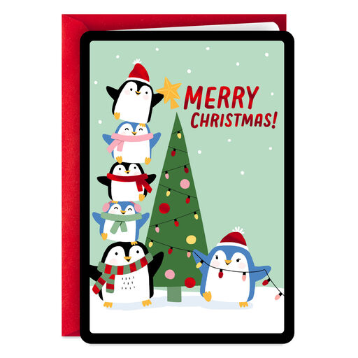 Love and Hugs Penguins Video Greeting Christmas Card, 