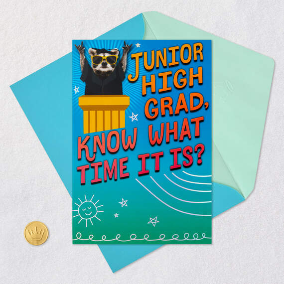 Raccoon Grad in Sunglasses Junior High Graduation Card, , large image number 5