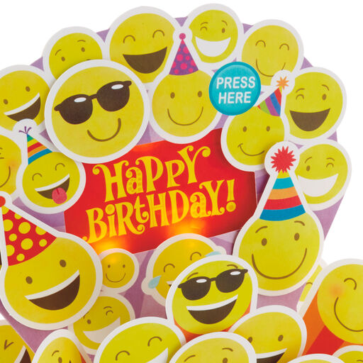 Smiley Face Emojis Musical 3D Pop-Up Birthday Card With Light, 