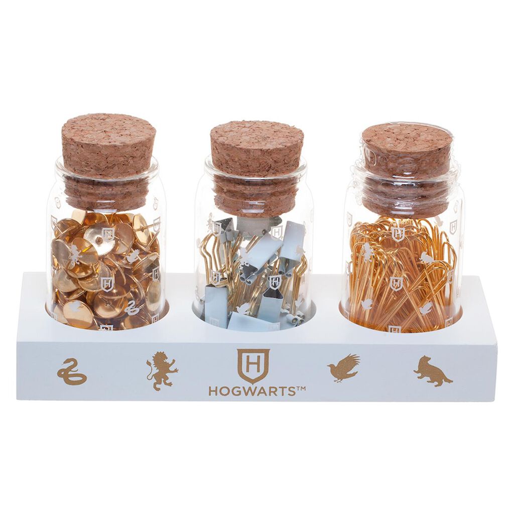 Harry Potter Glass Jars in Base Desk Accessory Set Desk Accessories Hallmark
