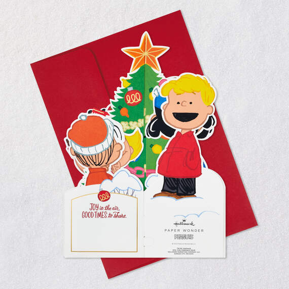 Jumbo The Peanuts® Gang Christmas Tree 3D Pop-Up Christmas Card, , large image number 8