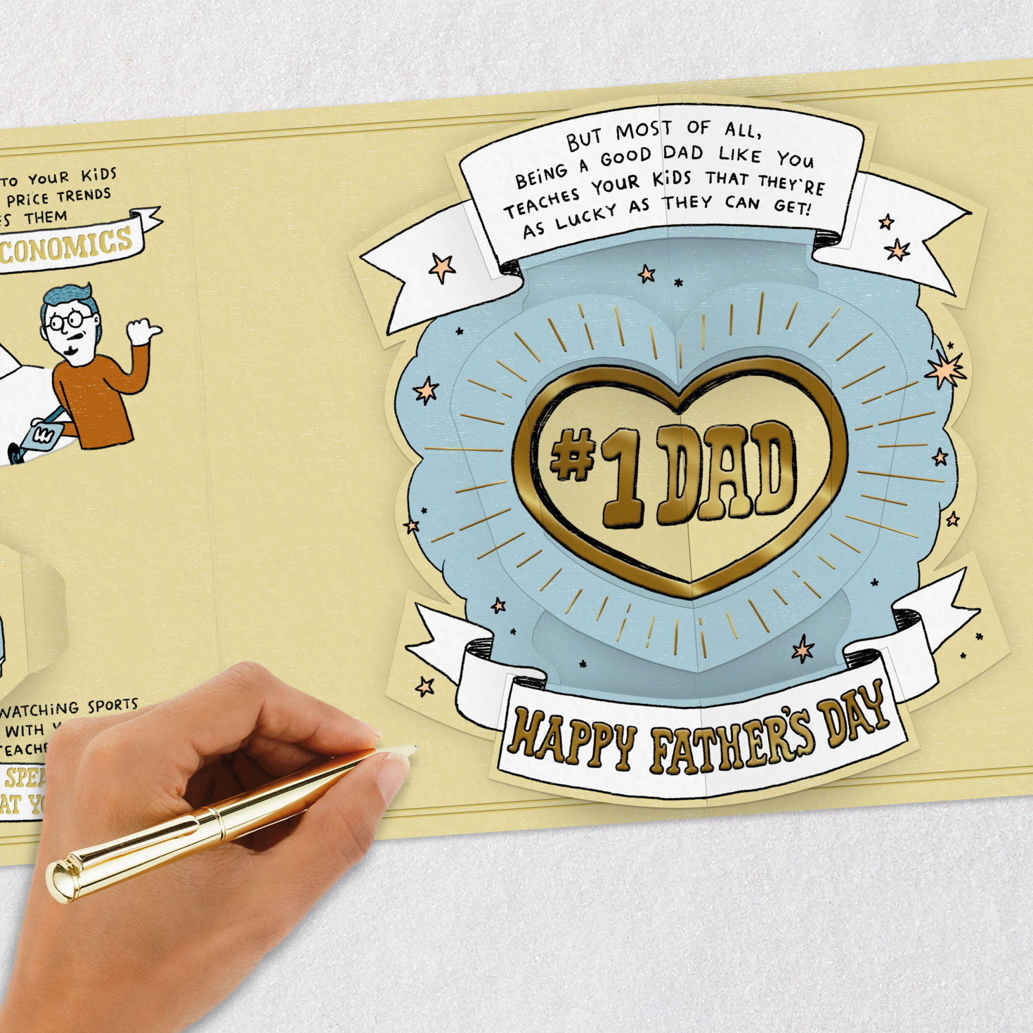 Lessons With Dad Funny Pop-Up Father's Day Card signing card image number 8