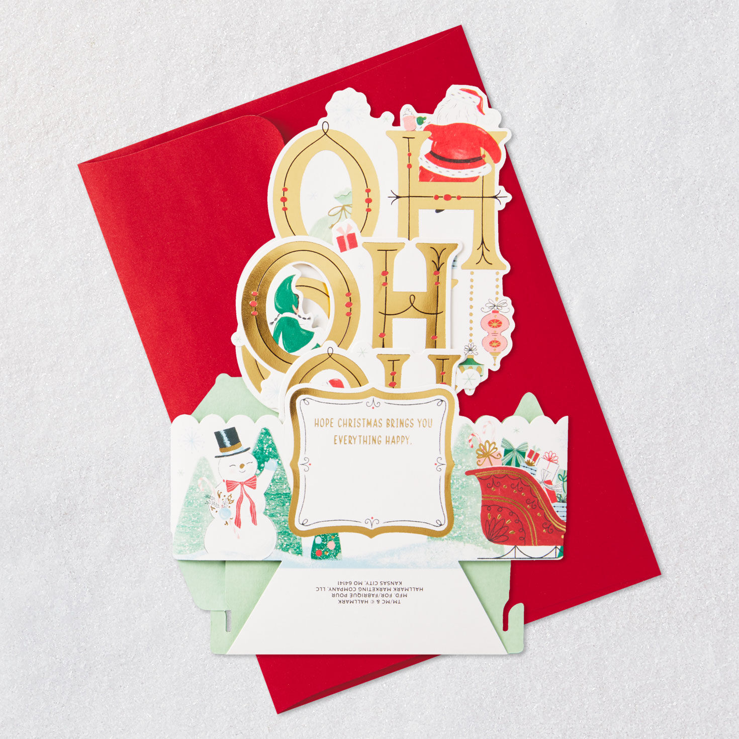 Vintage Ho, Ho, Ho Santa 3D Pop-Up Christmas Card, , large image number 8