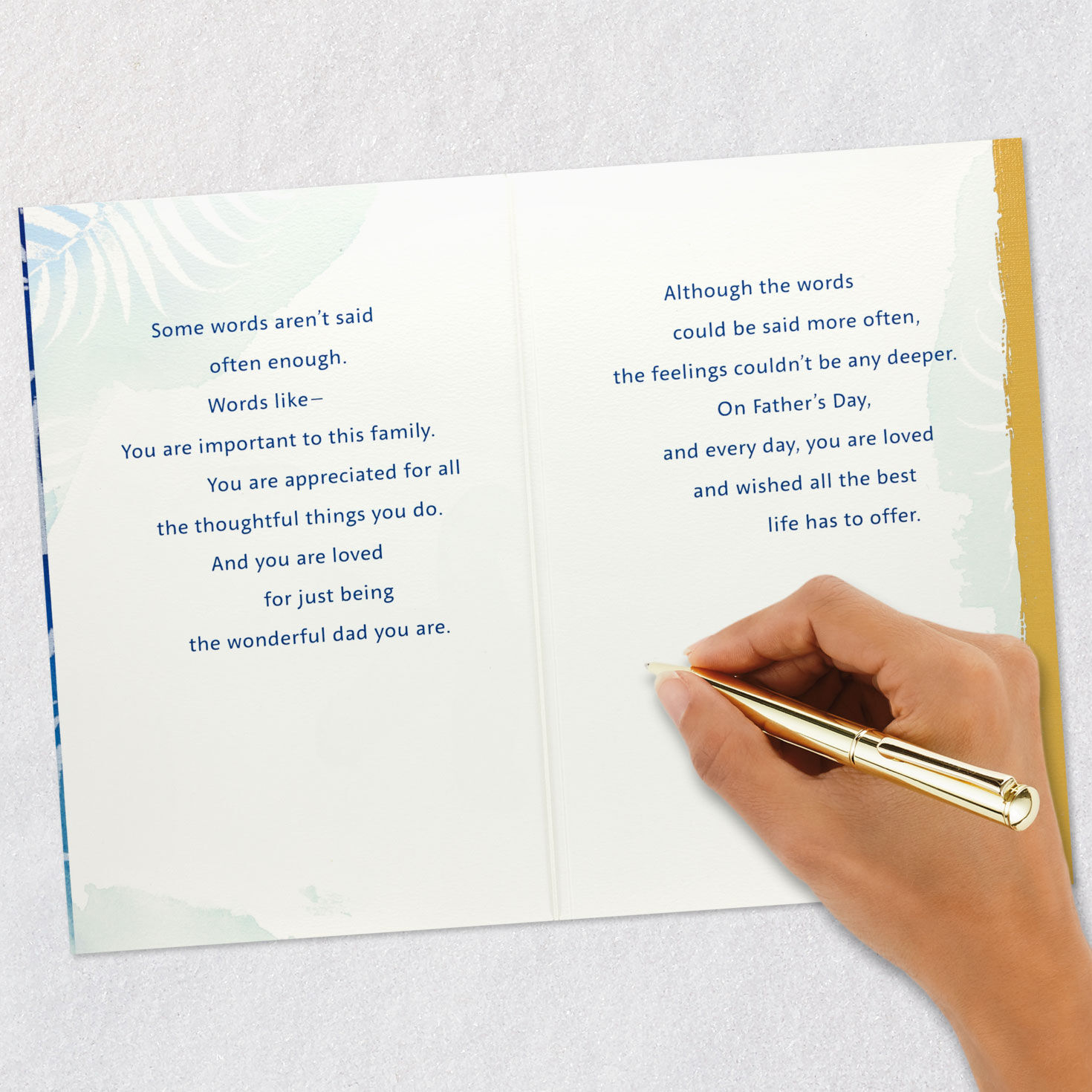 Fern Leaves on Blue Dad Father's Day Card signing card image number 7
