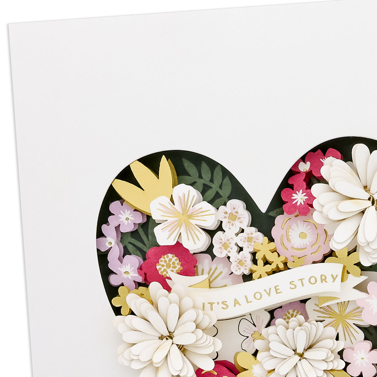 Ornate Flowers in Navy Heart Wedding Card Card Front Detail image number 4