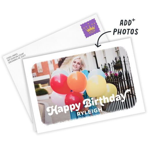 Personalized Full Photo Birthday Photo Card, 5x7 Horizontal, 