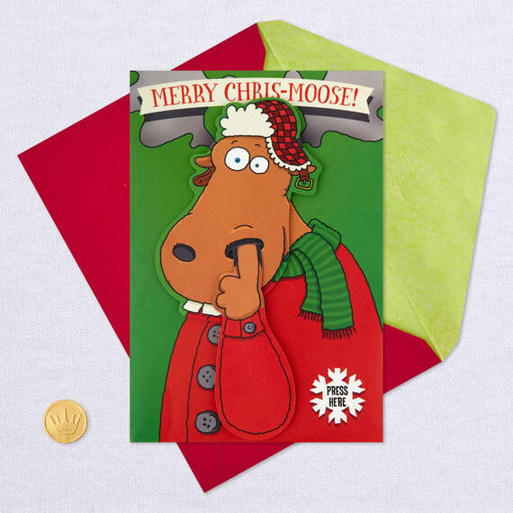 Nose-Picking Moose Funny Musical Christmas Card With Motion, , large image number 5