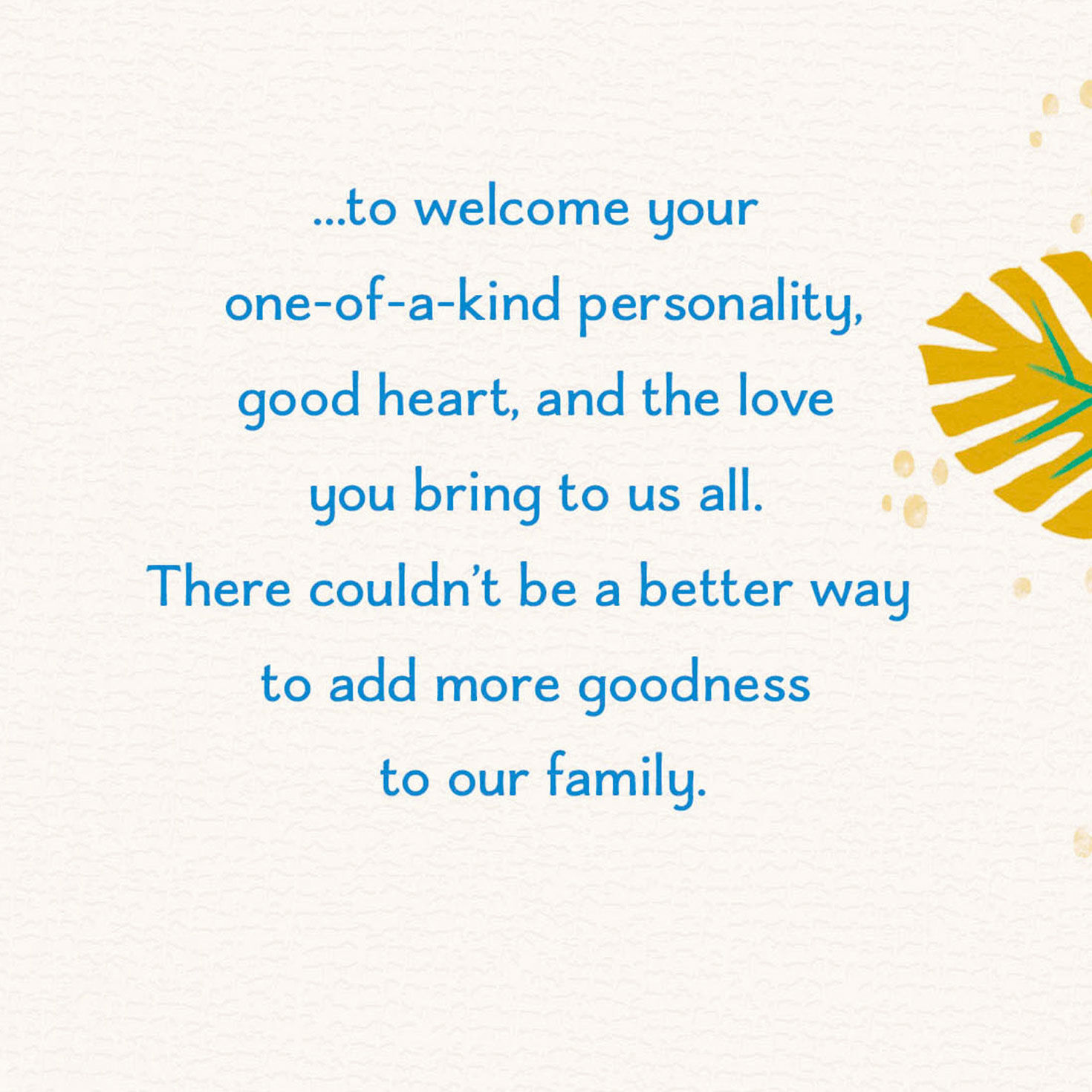 Tropical Leaves Welcome to the Family Wedding Card  image number 2