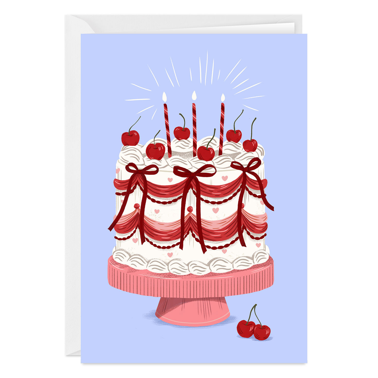 Hearts and Bows Cake Custom Birthday Card