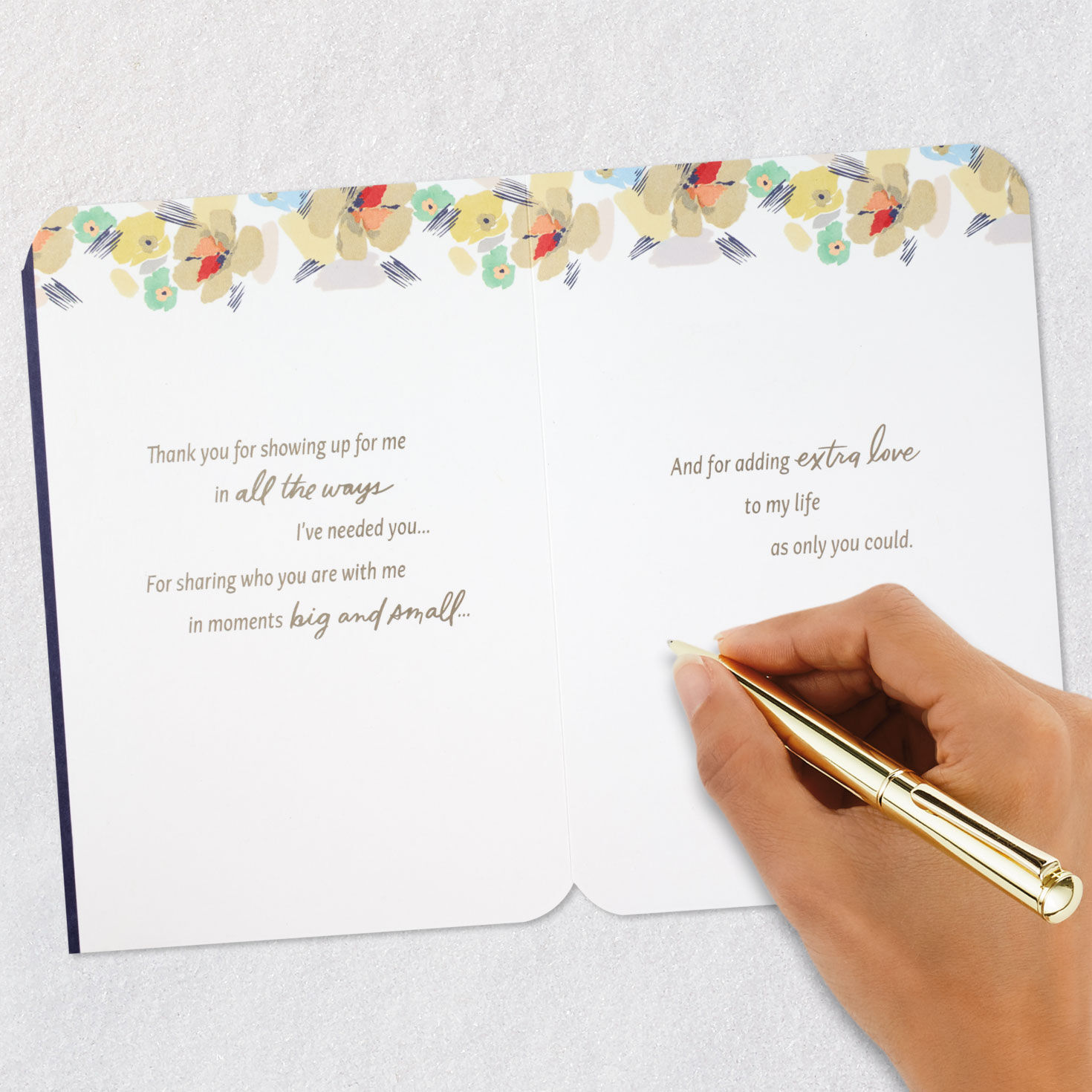 Flowers on Blue Stepmom Birthday Card Signing card image number 7