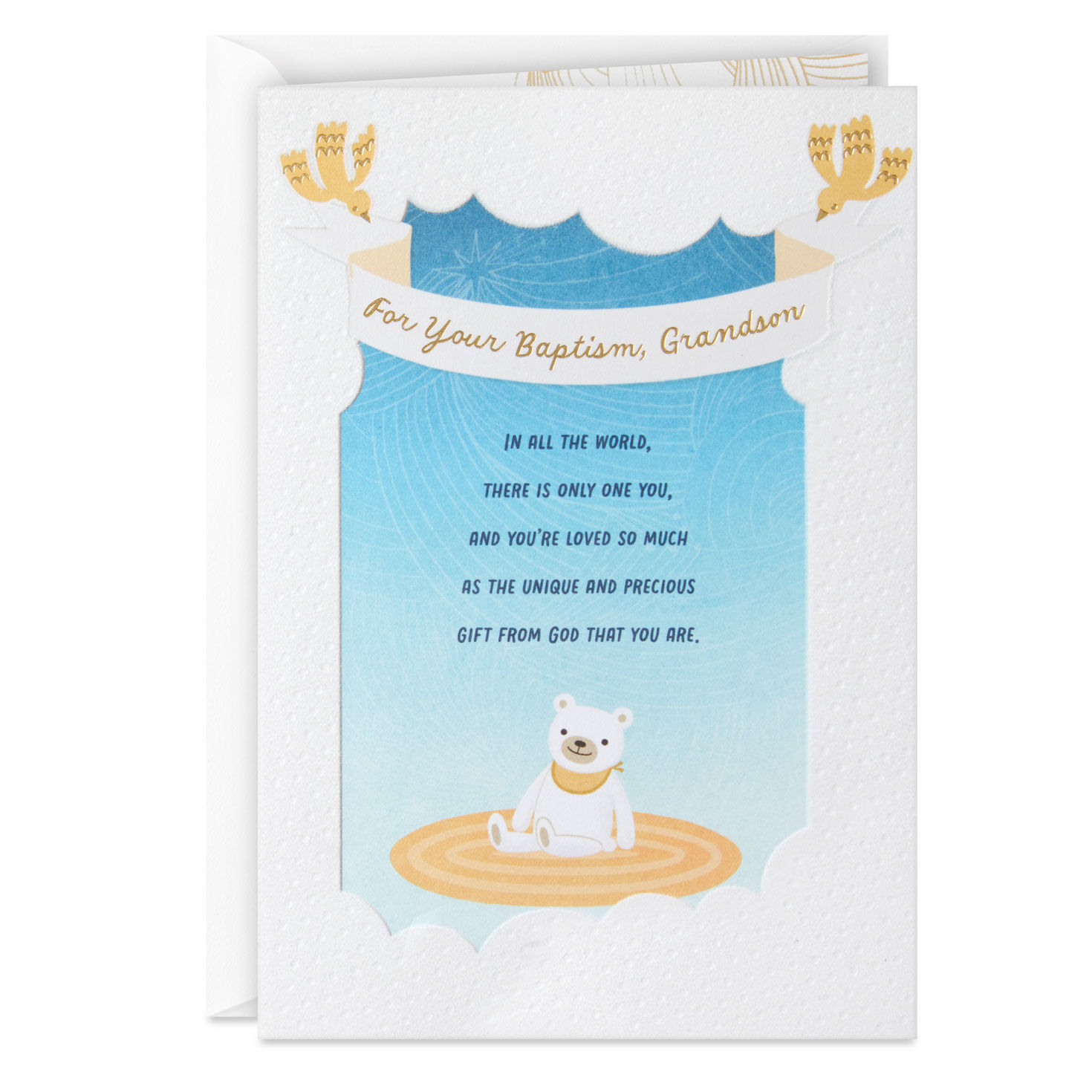 You Are Unique and Precious Religious Baptism Card for Grandson
