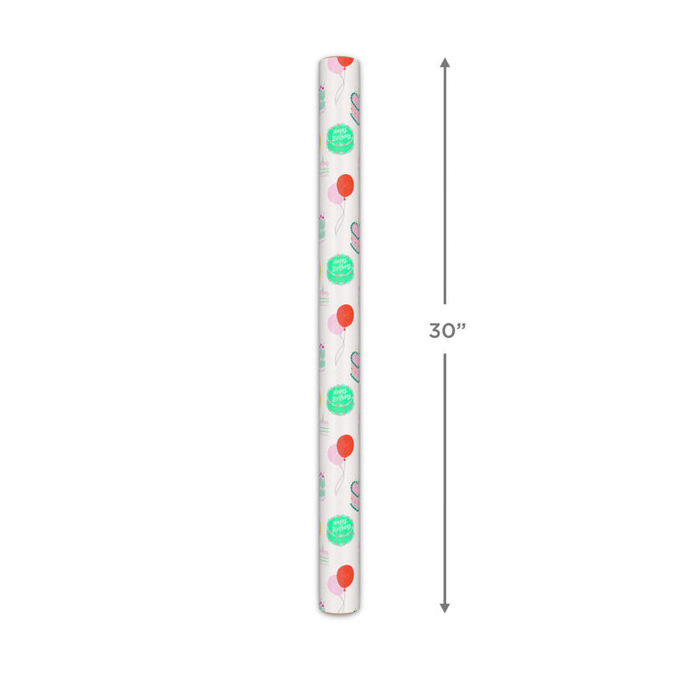 Colorful Birthday Cakes on White Wrapping Paper Roll, 20 sq. ft., , large image number 5