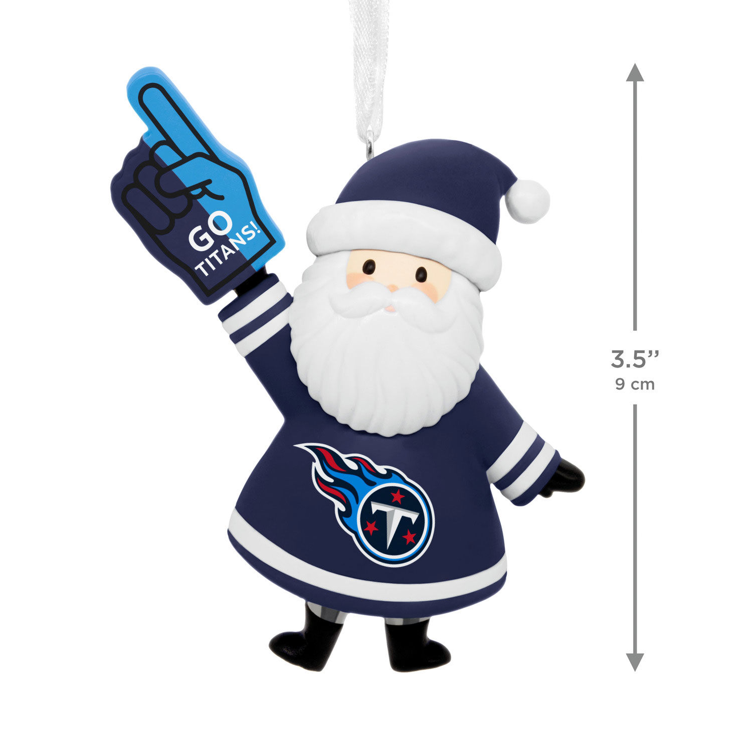 Tennessee Titans Santa Fan Christmas Ornament measurement image number 3